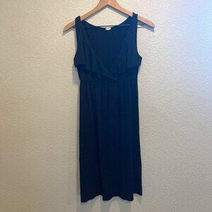 J Crew Black Ruffle Front Sleeveless Mid Length Dress Small
